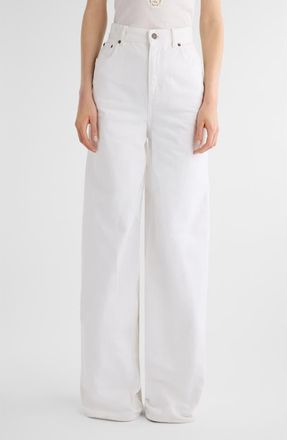 Chloé High Waist Wide Leg Jeans in White at Nordstrom, Size 29