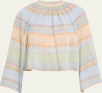 Zimmermann Indra Stripe Bell-Sleeve Top