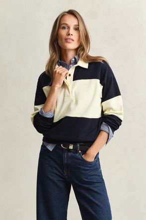 GANT Women Piqu&eacute; Textured Color Blocked Rugger (XL) EVENING BLUE