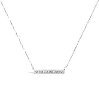 House of Brilliance Sterling Silver Diamond Accent Milgrain Bar Pendant Necklace