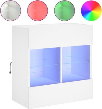 vidaXL Vidaxl - Mueble De Tv De Pared Con Luces Led Blanco 58,5x30x60,5 Cm