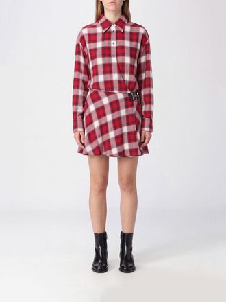 Pinko Check Viscose Mini Shirt Dress with Wrap Closure