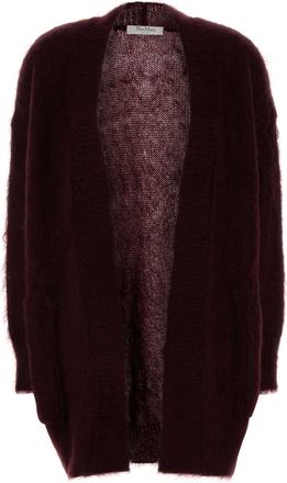 Max Mara Womens Affetto1234 - Mohair Yarn Cardigan - Dark Red Wool - Size X-Small