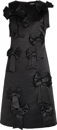 Ganni Bow-appliqu&eacute;d Satin Midi Dress - Black - 40 (UK12 / M)
