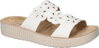 Easy Street Womens Easy Street Taj Sandals White Slip On Platform Slide GAL1843