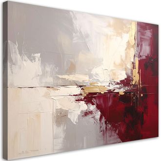 Feeby Cuadro En Lienzo, Abstracci&oacute;n Burdeos Beige, 120x80