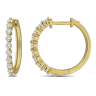 Mimi & Max Created Forever 5/8ct TW Lab-Grown Diamond Hoop Earrings Yellow Plated Sterling Silver