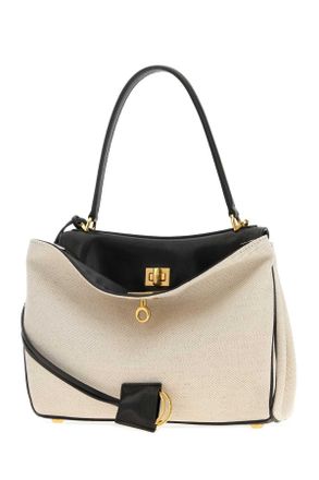 Balenciaga Womens Handle Top Bag Multicolor Lamb Fabric