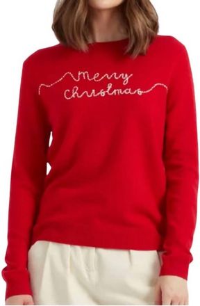Chinti and Parker Merry Christmas Long Sleeve Sweater In Red