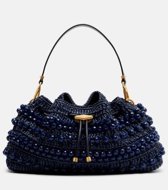 Jimmy Choo London Cinch Medium beaded raffia tote bag