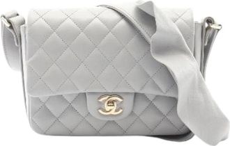 Chanel Pre-owned Matelasse Lambskin Shoulder Bag - Dames - Vintage Schoudertas - Grijs - ONE Size - Leer - Vintage