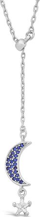 Sterling Forever CZ Star & Moon Dangling Y Necklace