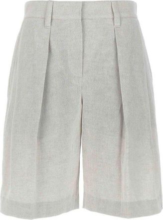 Brunello Cucinelli Light Beige Linen Blend Shorts, Brand Size 44 (US Size 10)