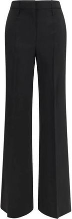 Max Mara Fleece Wollen Wijde Broek - Dames - Wijde Broeken - Zwart - 2XS - Wol - Broeken