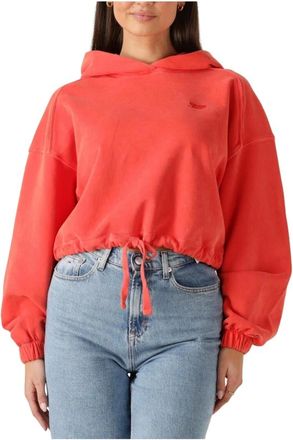 Tommy Jeans Hoodies & sweatvesten, Dames, Rood, M, Oranje Script Hoodie voor vrouwen