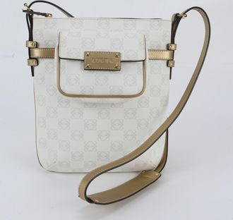 Loewe White Leather Coated Canvas Handbag Shoulder Bag Tote Bag (Pre-Owned)