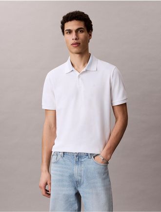 Calvin Klein Jeans Calvin Klein Mens Pique Colorblock Collar Polo Shirt - Open White - 2XL