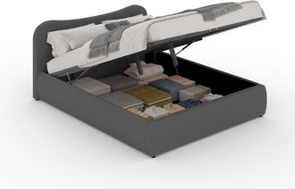 Concept Usine Cama con canap&eacute; abatible 160 x 200 cm dise&ntilde;o redondeado terciopelo gri