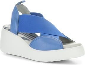 FLY London Daif Platform Wedge Sandal in 002 Blue Mousse/Elastic at Nordstrom Rack, Size 10-10.5Us / 41Eu