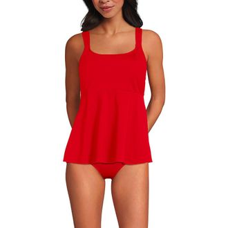 Lands End Adjustable Scoop Neck Flutter Tankini Top in Daylily Red at Nordstrom, Size X-Large