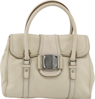 Ferragamo Vintage Handbag Leather White Leather Handbag (Pre-Owned)