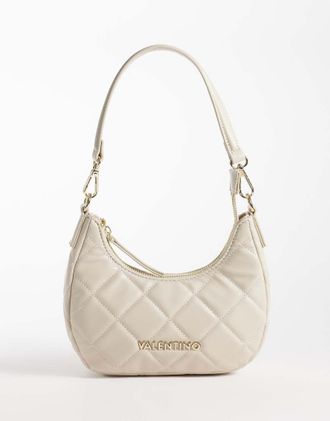 Valentino borsa a spalla trapuntata ocarina color crema-Bianco