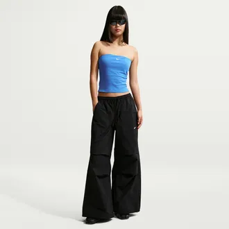 Nike Womens Nike Sportswear Loose Mid-Rise Structured Pants in Black | IR1638-010