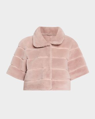 Gorski Reversible Lamb Shearling Bolero Jacket With Cropped Sleeves