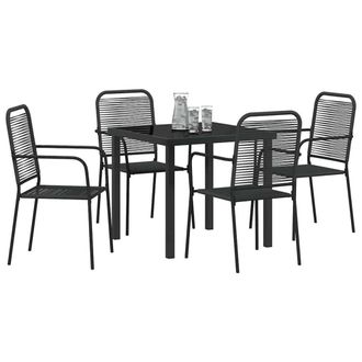 Berkfield Home Stunning 5 Piece Garden Dining Set Black Cotton Rope & Steel