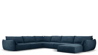 BLOOMINGLOFT Grosses 8-Sitzer Design Panoramasofa Vanda mit lange Seite links - Chenille-Bezug