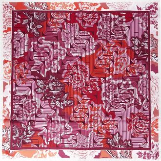 Lancel Pivoine Optical-print silk scarf - women - Silk - One Size - Red