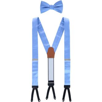 Trafalgar Store Sutton Solid Color Silk Brace and Bow Tie Combo in Light Blue at Nordstrom