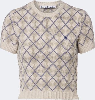 Acne Studios Argyle cotton-blend boucl&eacute; sweater