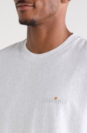 Carhartt Work in Progress WIP Label Embroidered Oversize Organic Cotton T-Shirt in Ash Heather at Nordstrom, Size Xx-Large