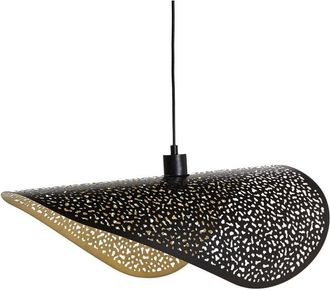 Beliani Lampadadario illuminazione con paralume in metallo nero Mahi