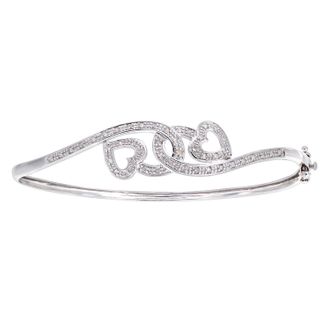 Diamant L'éternel 9ct witgouden kwart karaat diamanten armband met gekoppelde harten