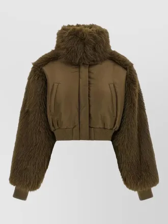 Pinko cropped oversized faux fur bomber jacket