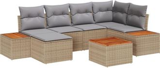 vidaXL Vidaxl - Garden Sofa Set 7 pcs Beige and light grey 264 x 154 x 85 cm