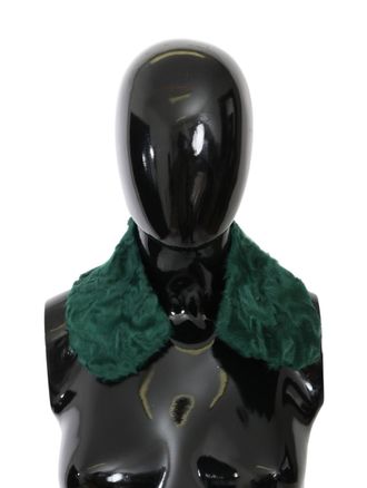 Dolce & Gabbana Dames sjaal van groen bont met schouderkraag en lamsvacht