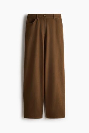H&M Linen-blend Trousers in Brown at Nordstrom, Size 12