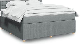 vidaXL Vidaxl - Cama Box Spring Con Colch&oacute;n Tela Gris Claro 180x200 Cm