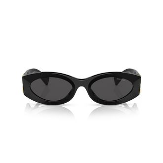 Miu Miu 0mu 11ws Elongated Oval Black Acetate Sunglasses