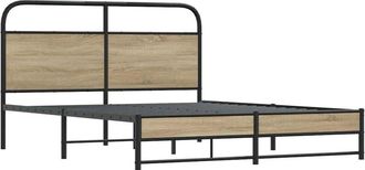 vidaXL Vidaxl - Bed Frame Without Mattress 150x200 cm Smoked Oak Engineered Wood