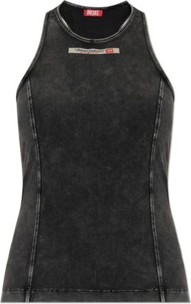 Diesel Irene-Dnm Top - Dames - Tops zonder mouwen - Zwart - L - Katoen - Tops