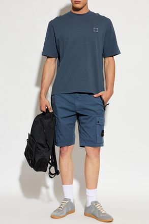 Stone Island T-shirt With Logo Patch, Mens, Navy Blue