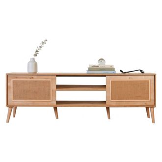 Dmora Mueble Para Tv Leffe, Un Estante, Apertura Abatible, 2 Puertas, 180x41x55h Cm, Roble Marr&oacute;n