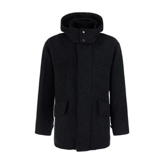 Wooyoungmi Wooyoungmi - Single-Breasted Coat - Heren - Mantels - Grijs - Maat: M Wol