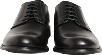 Dolce & Gabbana Black Calfskin Leather Derby Men Dress Shoes