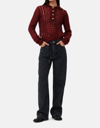Ganni Izey Drawstring Jean In Washed Black