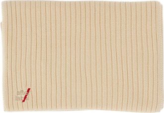 Afterlabel Geribbelde sjaal met geborduurd logo - Heren - Accessoires - Wit - Maat: ONE Size Katoen